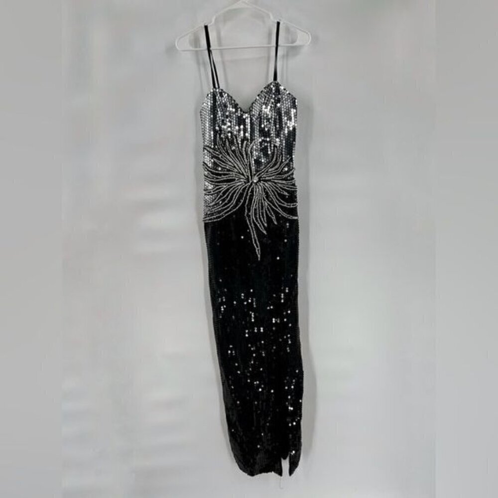 Vintage Alyce Designs black sequin dress size 10